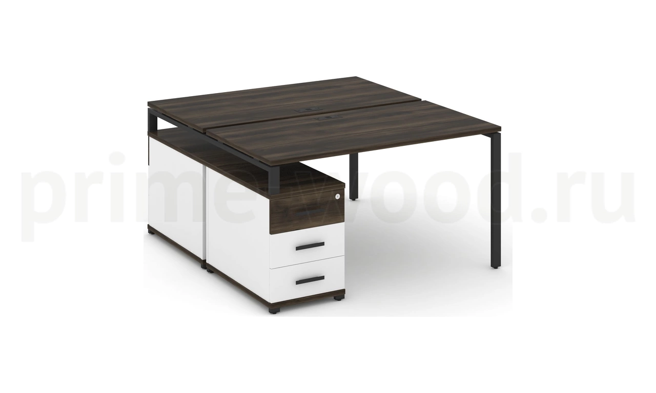 Рабочая станция на 2 места с двухсторонней опорной тумбой CN.DRS-303 B/W - фото 0