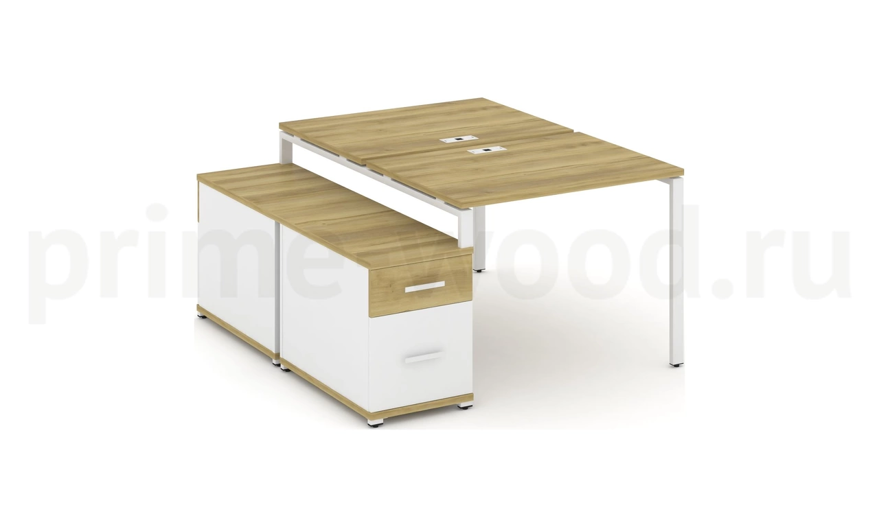Рабочая станция на 2 места с двухсторонней опорной тумбой CN.DRS-305 B/W - фото 4
