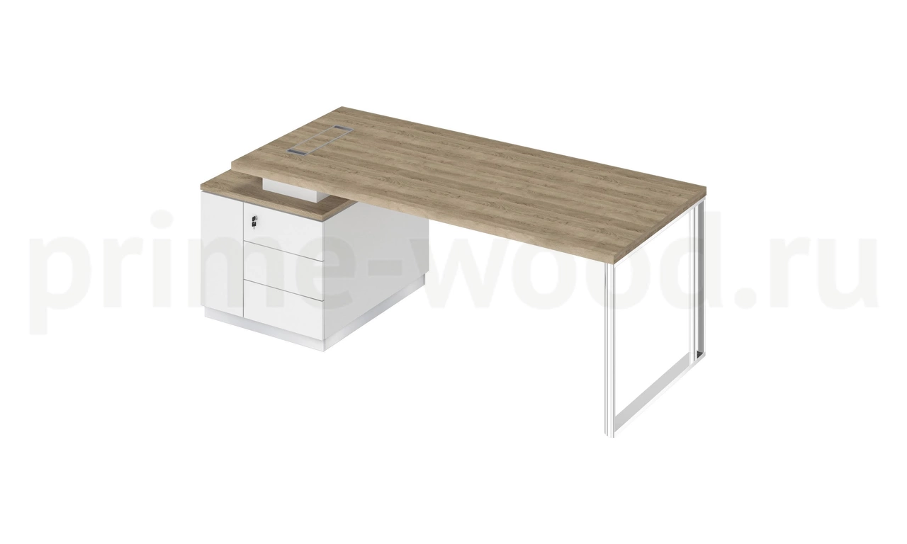 Стол руководителя на опорной тумбе левый Bravo 218x90x75 - фото 1